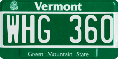 VT license plate WHG360