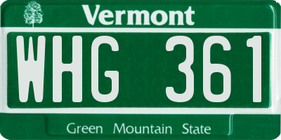 VT license plate WHG361