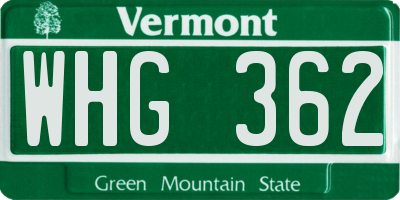 VT license plate WHG362
