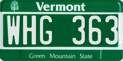 VT license plate WHG363