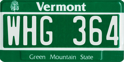 VT license plate WHG364