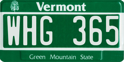 VT license plate WHG365