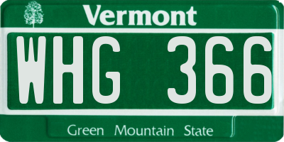 VT license plate WHG366