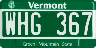 VT license plate WHG367