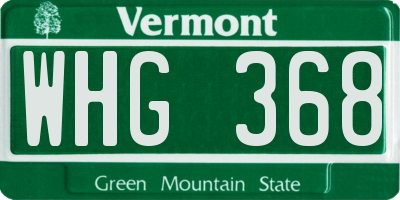VT license plate WHG368