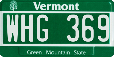 VT license plate WHG369
