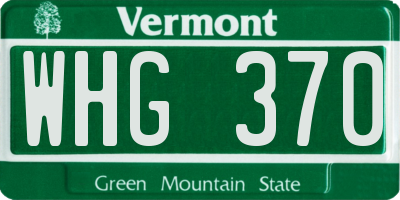 VT license plate WHG370