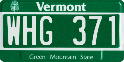 VT license plate WHG371