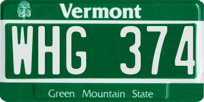 VT license plate WHG374