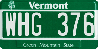 VT license plate WHG376