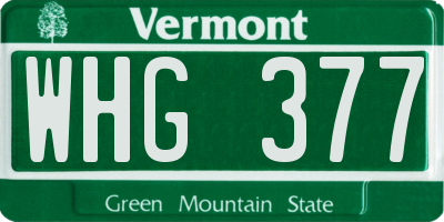 VT license plate WHG377
