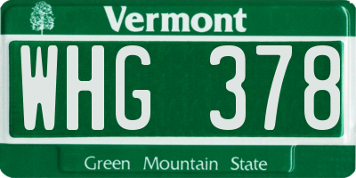 VT license plate WHG378