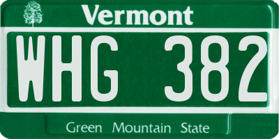 VT license plate WHG382