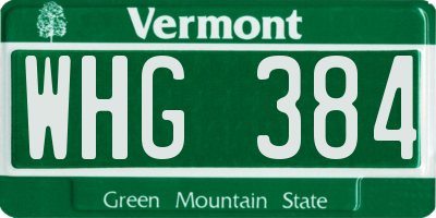 VT license plate WHG384