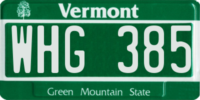 VT license plate WHG385