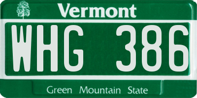 VT license plate WHG386
