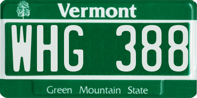 VT license plate WHG388