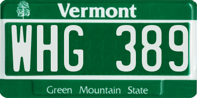 VT license plate WHG389