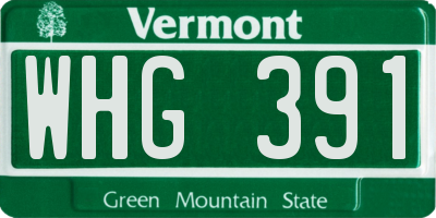 VT license plate WHG391
