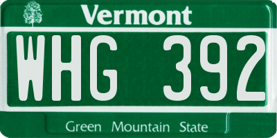 VT license plate WHG392