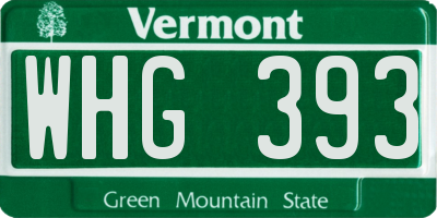 VT license plate WHG393