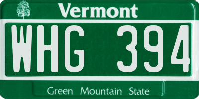 VT license plate WHG394