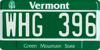 VT license plate WHG396