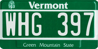 VT license plate WHG397