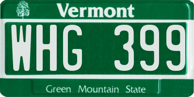 VT license plate WHG399