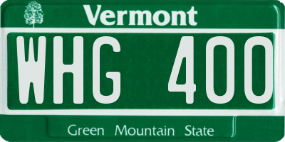 VT license plate WHG400