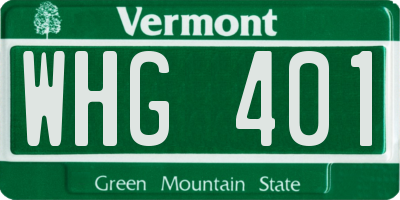 VT license plate WHG401