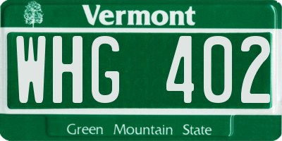 VT license plate WHG402