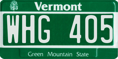 VT license plate WHG405
