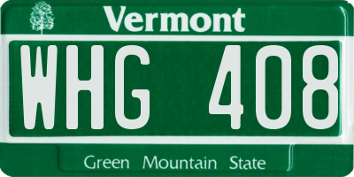 VT license plate WHG408