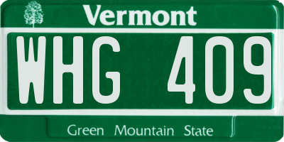 VT license plate WHG409