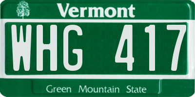 VT license plate WHG417
