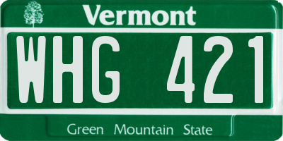 VT license plate WHG421