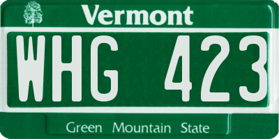 VT license plate WHG423