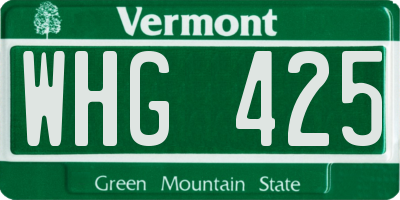 VT license plate WHG425