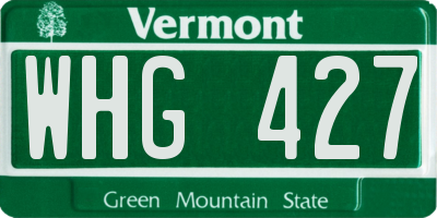 VT license plate WHG427