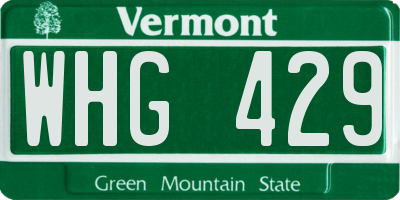 VT license plate WHG429