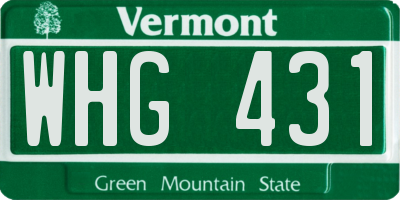VT license plate WHG431