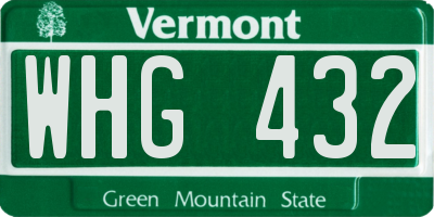 VT license plate WHG432