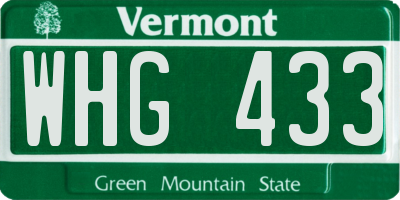 VT license plate WHG433