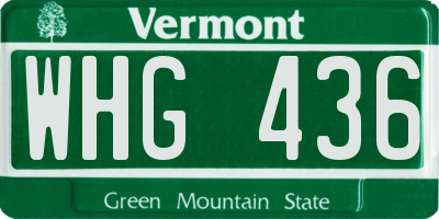 VT license plate WHG436