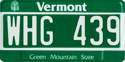 VT license plate WHG439