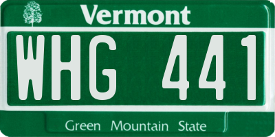 VT license plate WHG441