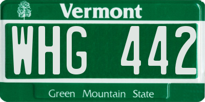 VT license plate WHG442