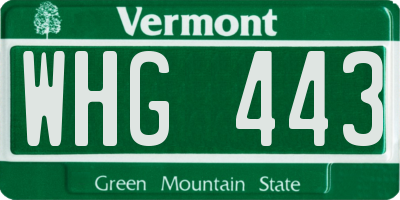 VT license plate WHG443