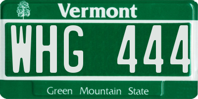 VT license plate WHG444